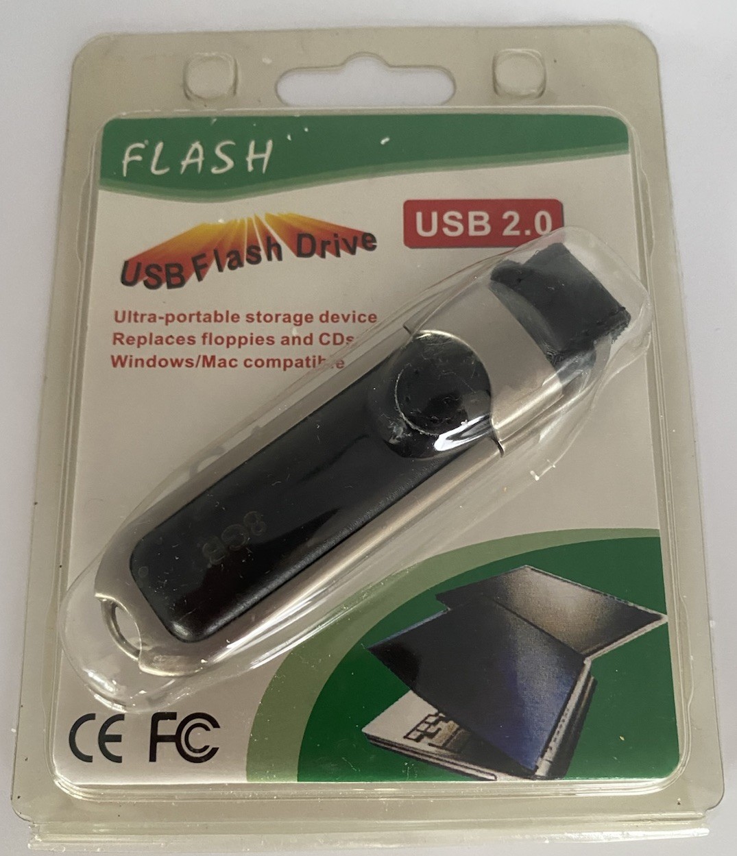 Set Of 2 USB 2.0 FLASH DRIVE 8GB BLACK - NEW - photo 2