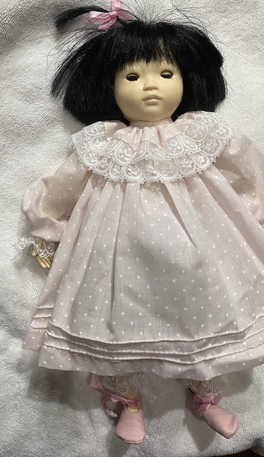 ASIAN doll Pauline 14" Soft body ceramic limbs & head Vintage 19