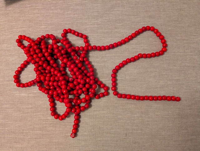 Set of 2 red wooden bead garlands