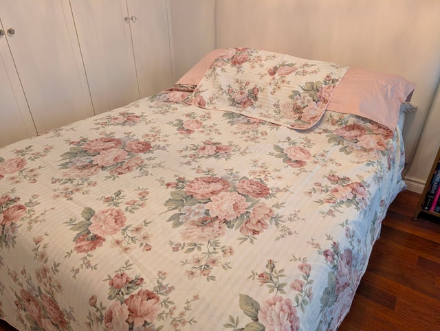Vintage Floral Queen Duvet Cover with Pillow Sham