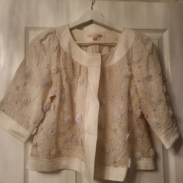 Rebecca Taylor Lace Jacket with 3D Floral Appliques