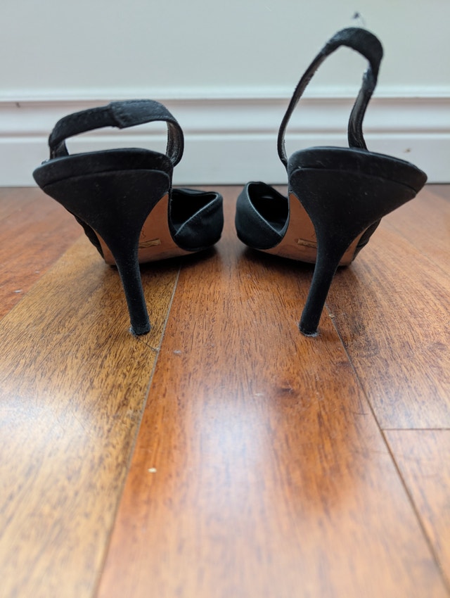 Nina Black Satin Slingback Shoes - photo 3