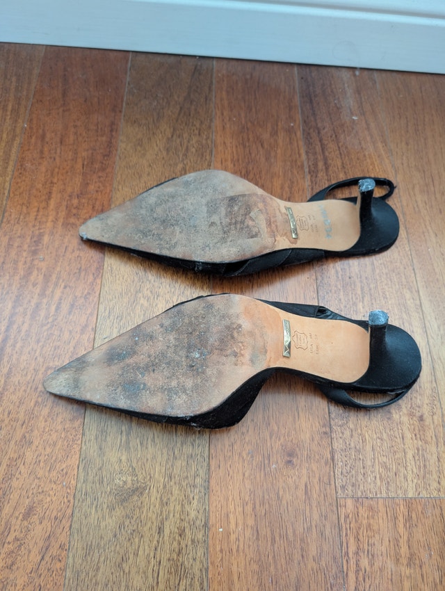 Nina Black Satin Slingback Shoes - photo 4