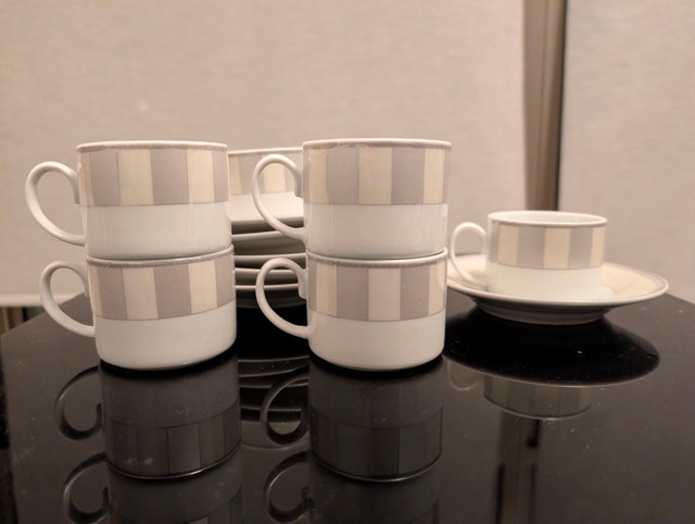 Casa Elite Misto Nero Espresso Cup Set - 6 Demitasse Cups & Sauc