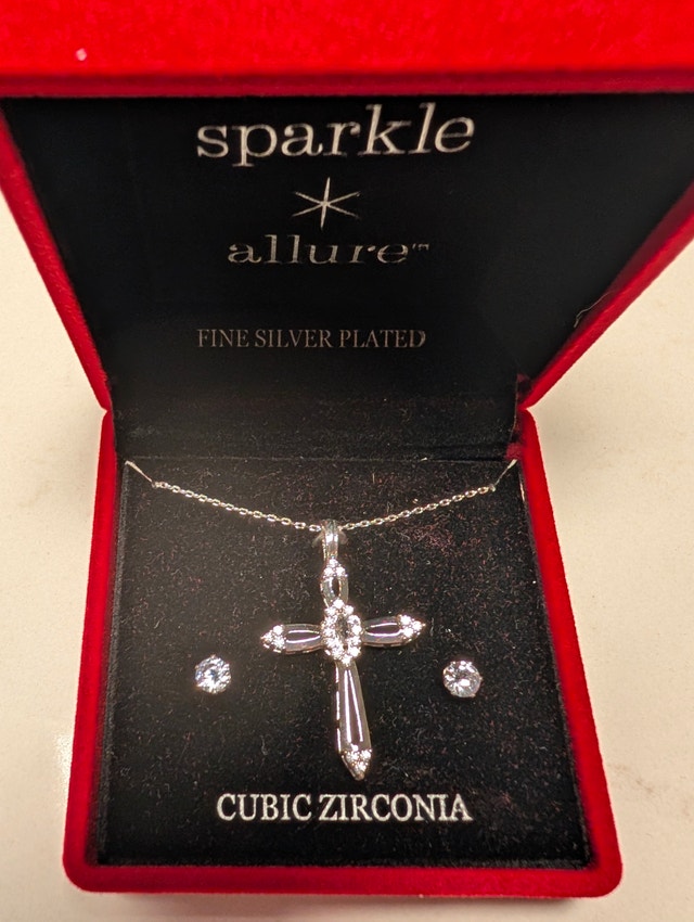 Sparkle Allure Light Up Box Womens Cubic Zirconia Cross