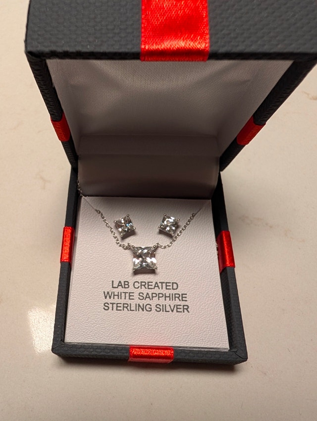 Lab Created Sterling Silver 2-Piece Jewelry Set