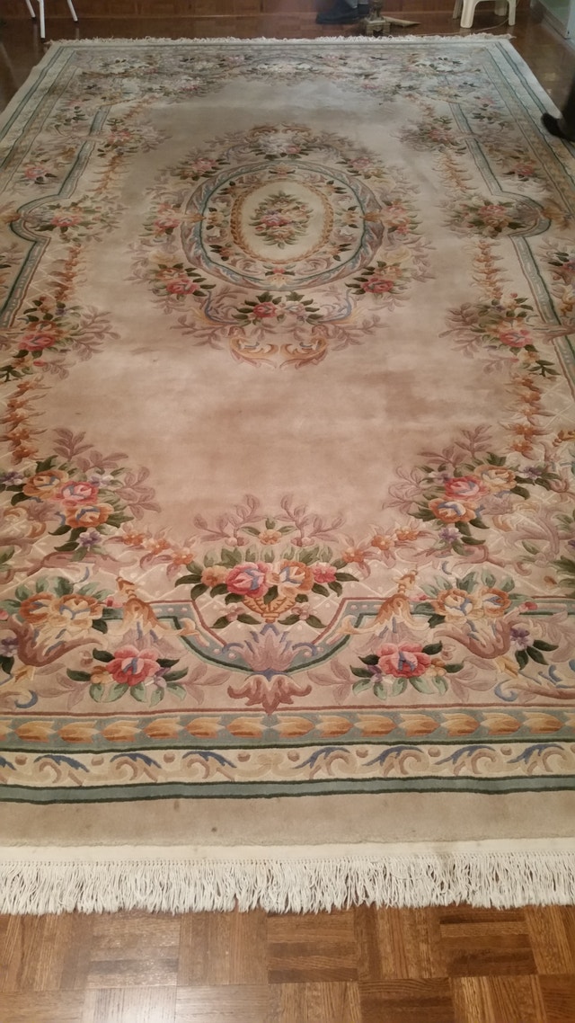 Imperial Oriental Floral Silk and Wood Rug