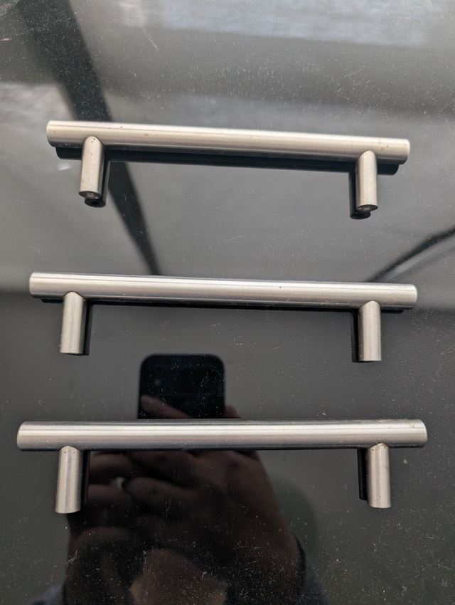 14 Brushed Stainless Steel Cabinet Door Handles - 5 1/6 inch