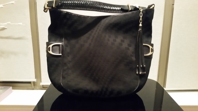 COLE HAAN Black Canvas Hobo Handbag