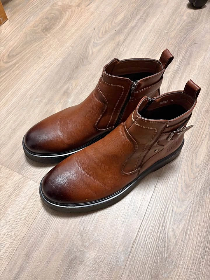 BOLD Men's Brown Leather Ankle Boots Size 11