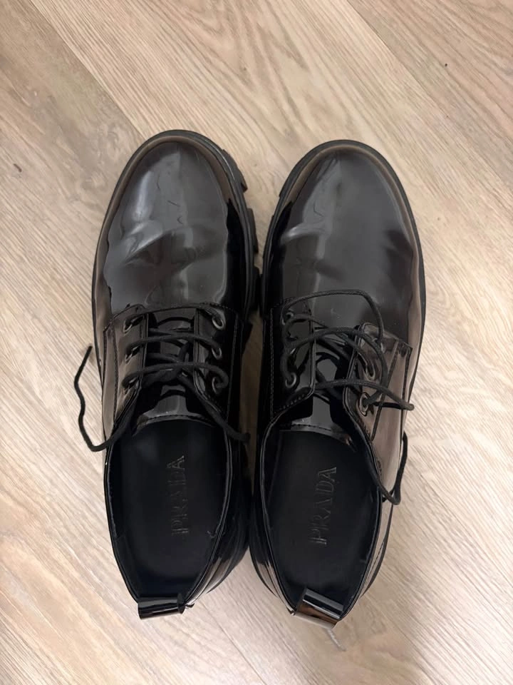 Men's Black Patent Leather Chunky Platform Derbys - Size 10 - photo 4