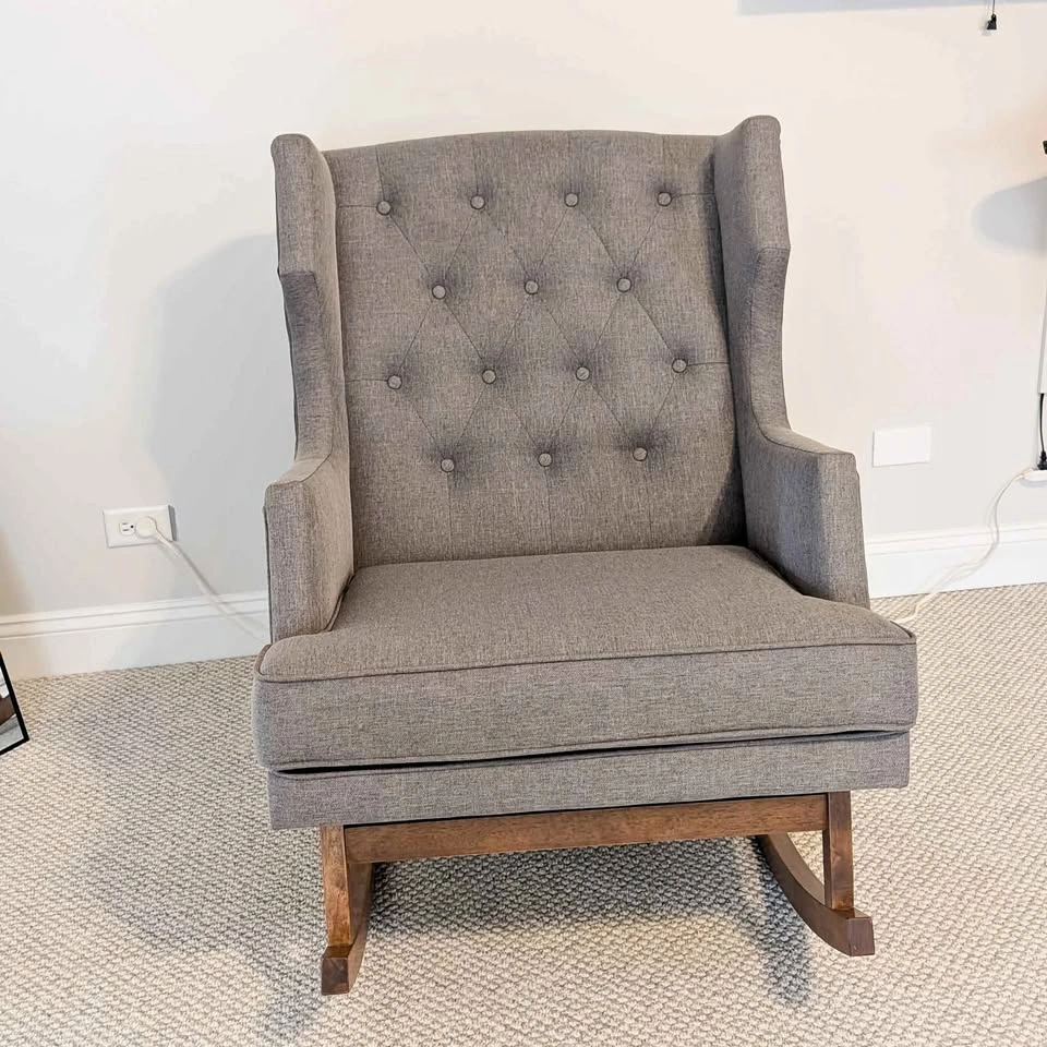 Upholstered Tufted Rocking Chair - Grey