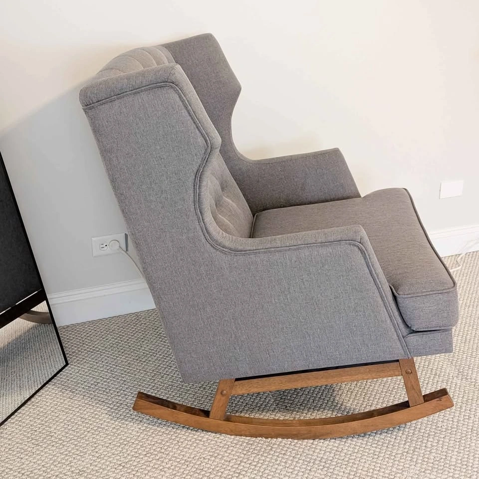 Upholstered Tufted Rocking Chair - Grey - photo 2