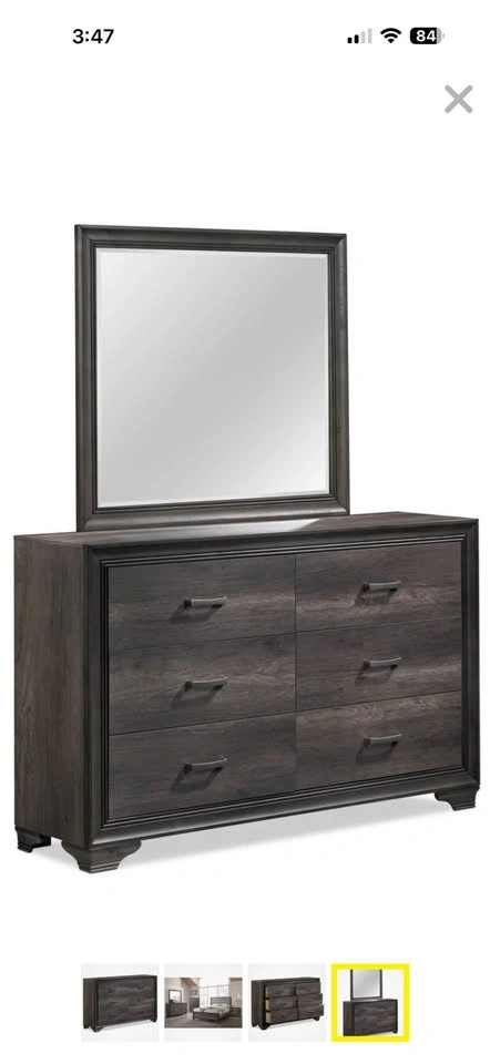 Modern Grey Bedroom Set - 2 Nightstands, 2 Dressers, Mirror - photo 2