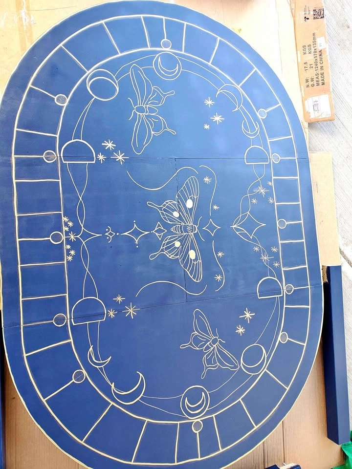 Custom hand painted expandable dining table