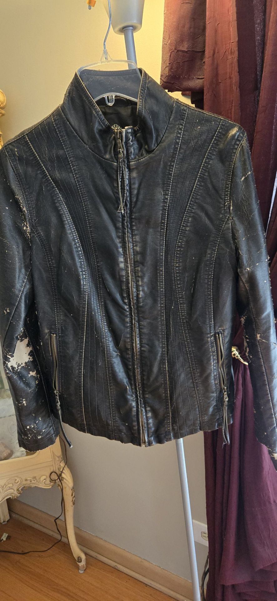 Women's Faux Leather Jacket, Size M