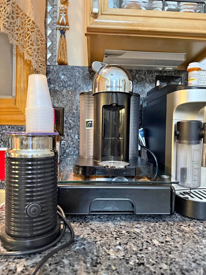 Nespresso Vertuo Chrome & Frother + Pod Drawer