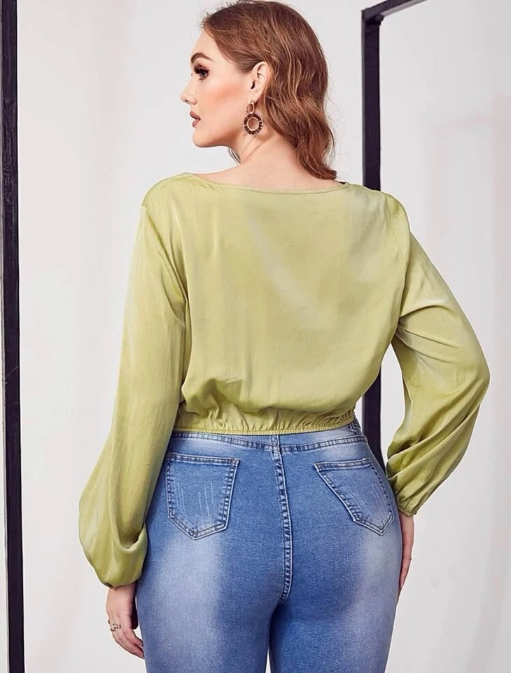 Plus Lace Up Front Crop Top - photo 2