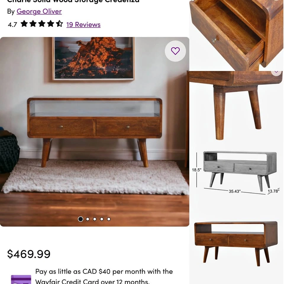 Solid Wood Storage Credenza or TV Stand – Excellent Condition