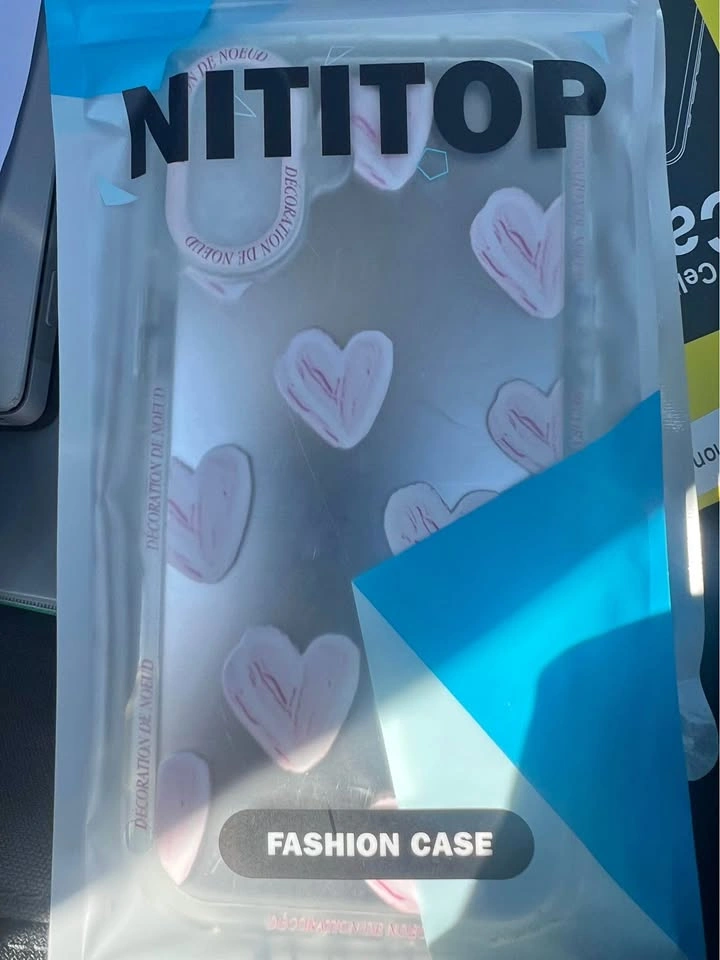 NITITOP iPhone 16 Plus Clear Phone Case with Pink Hearts