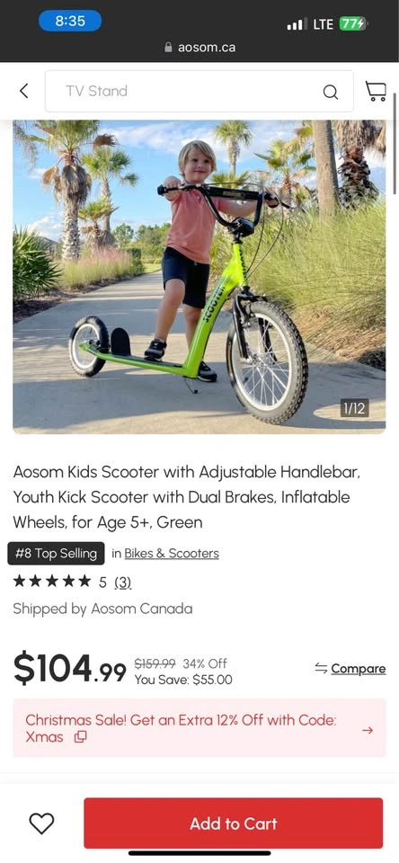 Aosom Youth Scooter for Kids 5+, Adjustable Handlebar, Dual Brak - photo 5