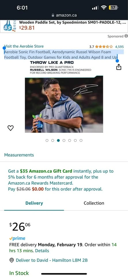 Aerobie Sonic Fin Football, Russel Wilson Foam Toy - photo 5