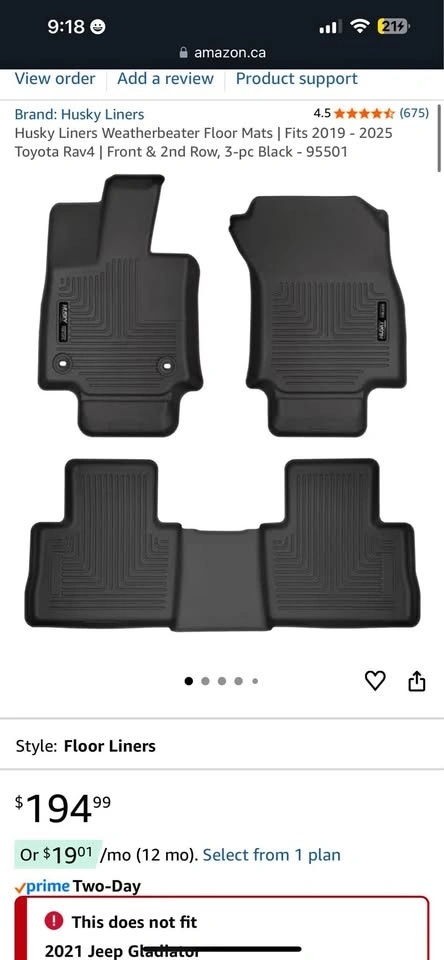 Husky Liners Weatherbeater Floor Mats for Toyota Rav4 (2019-2025