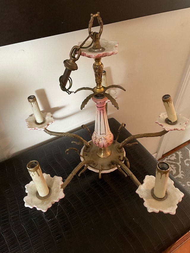 Vintage Chandelier with Pink and Gold Accents - photo 3