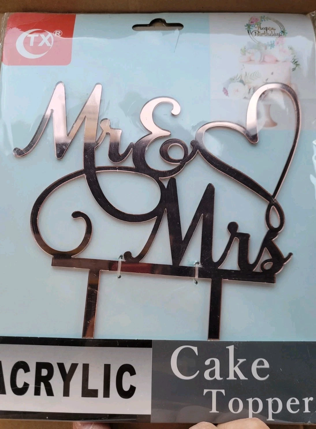 Mr & Mrs Cake Topper Bride & Groom Wedding/Engagement Rose Gold