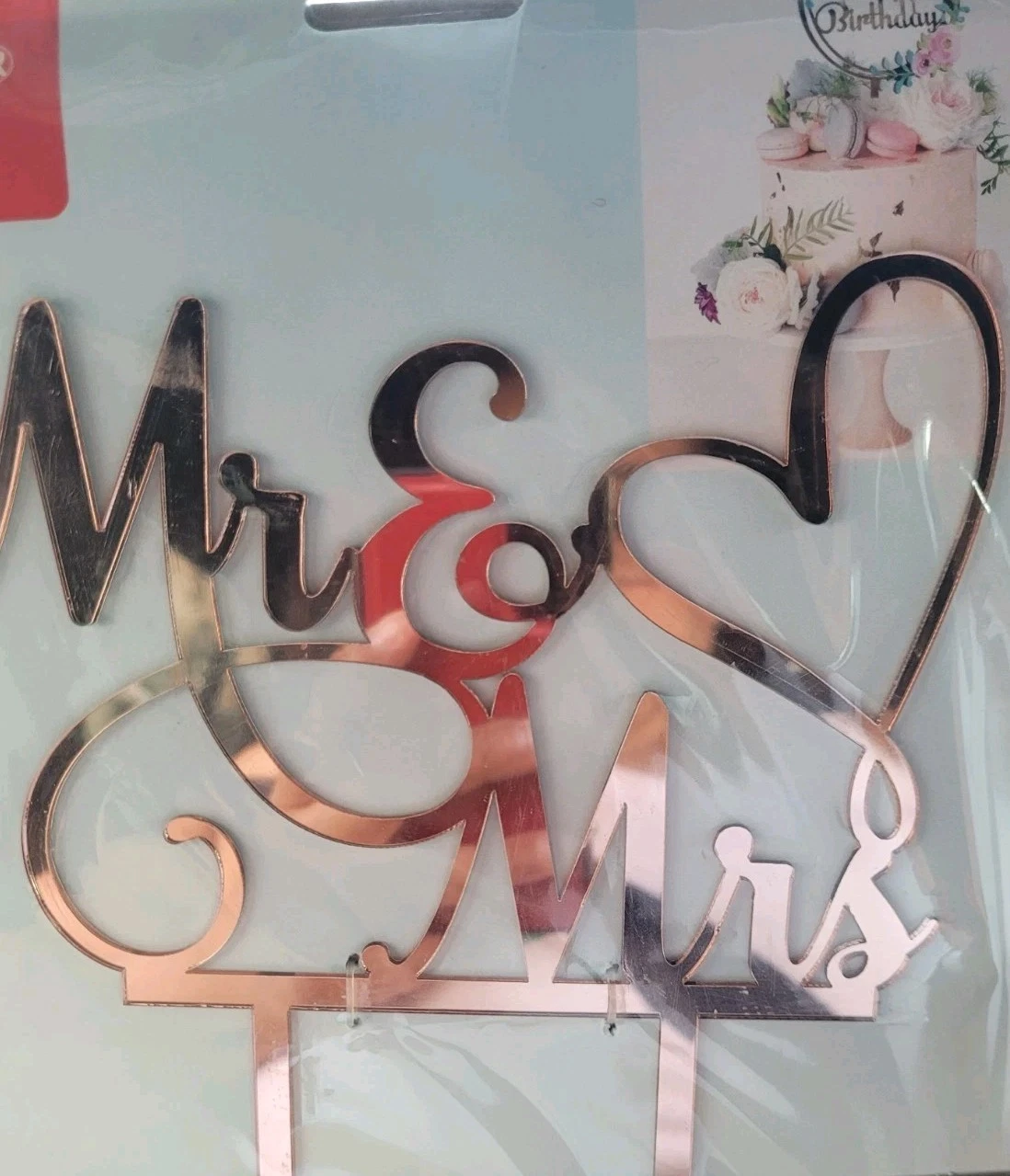 Mr & Mrs Cake Topper Bride & Groom Wedding/Engagement Rose Gold - photo 2