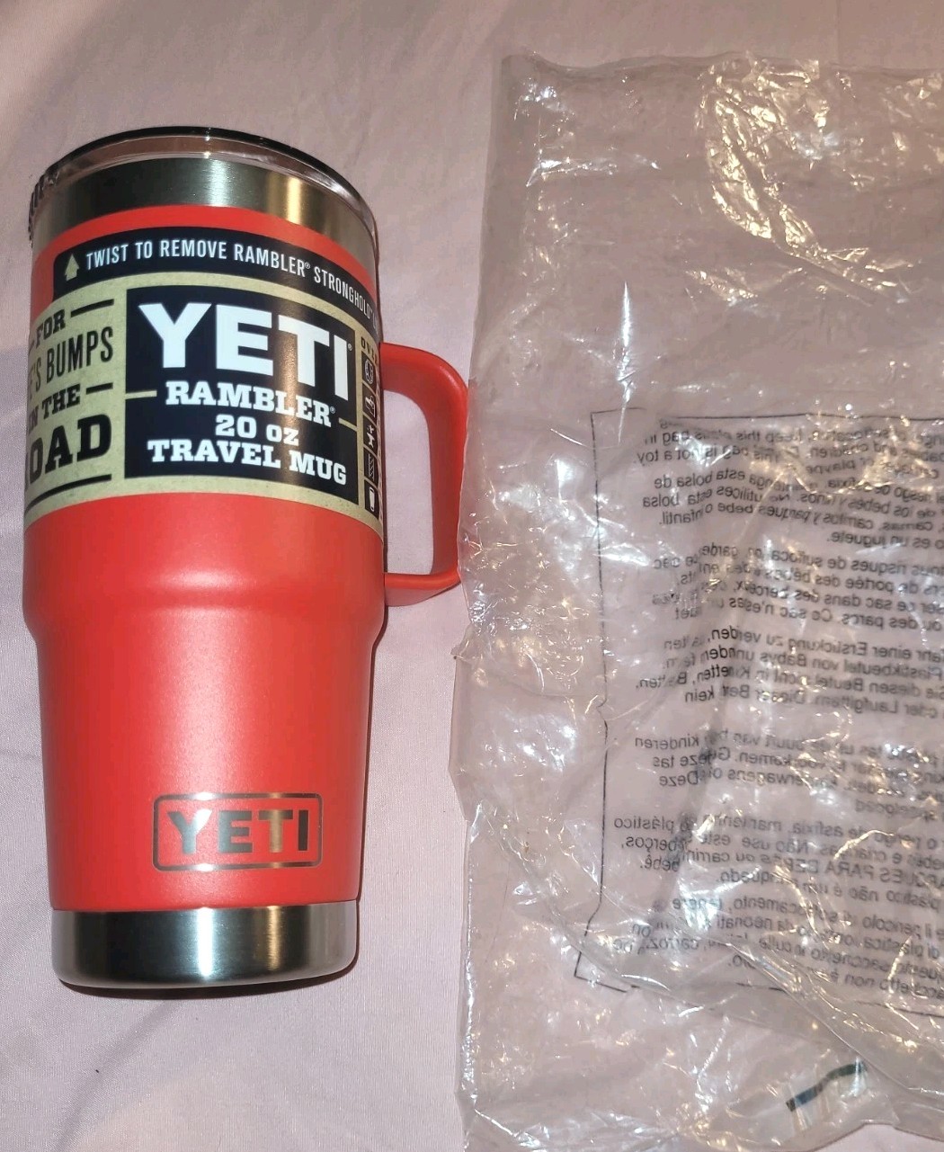 Yeti Rambler 20oz Travel Mug w/Handle | Red | Stronghold Lid. Ne