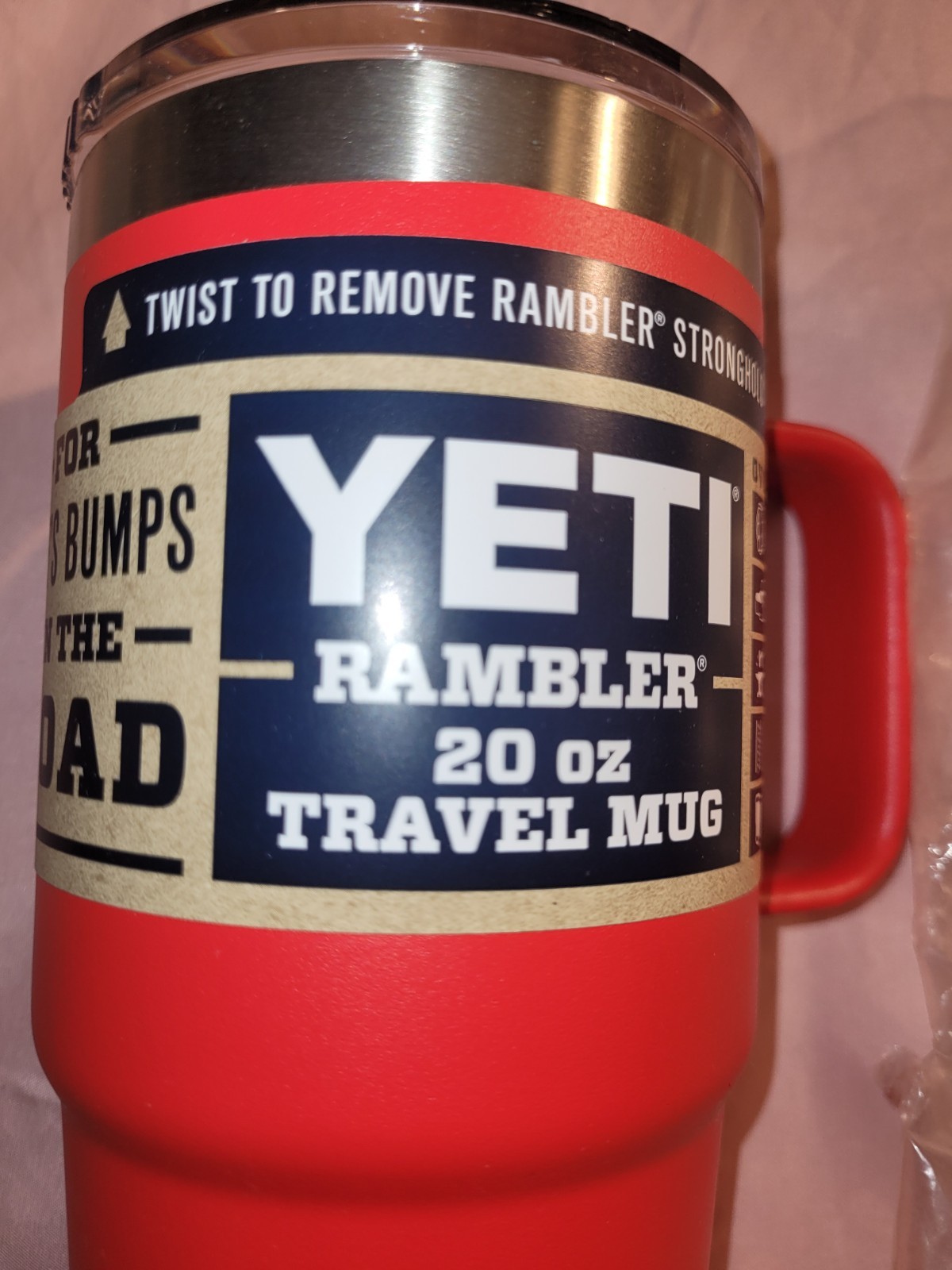 Yeti Rambler 20oz Travel Mug w/Handle | Red | Stronghold Lid. Ne - photo 3