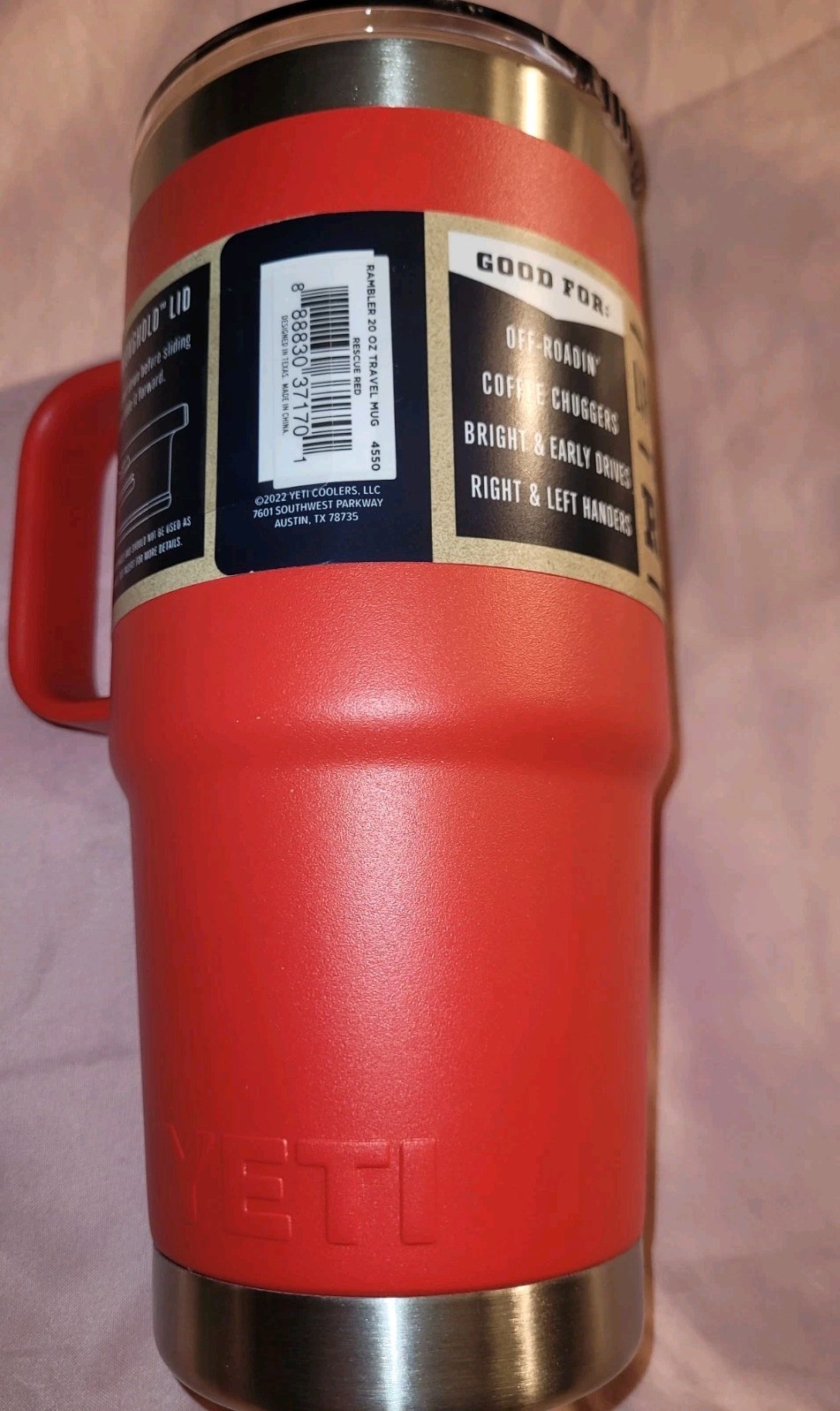 Yeti Rambler 20oz Travel Mug w/Handle | Red | Stronghold Lid. Ne - photo 5
