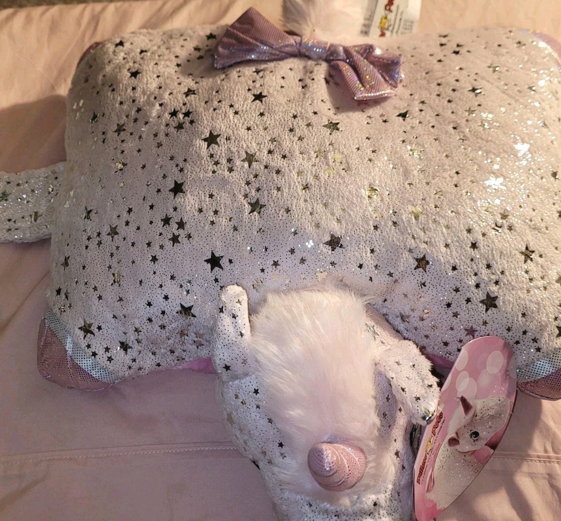 Unicorn Pillow Pet Pink with Pink Mane and Horn 2010 Plush