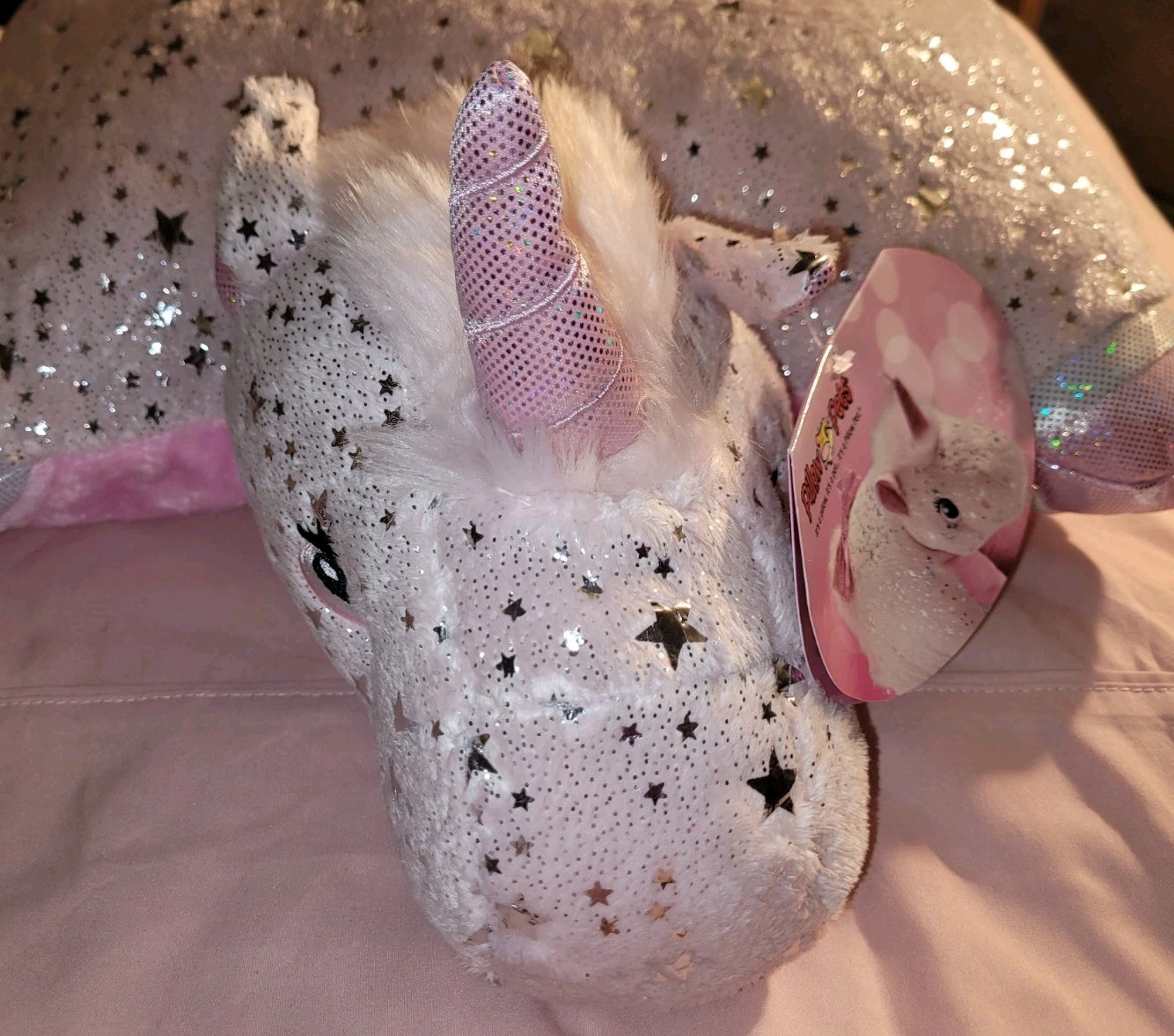 Unicorn Pillow Pet Pink with Pink Mane and Horn 2010 Plush - photo 2