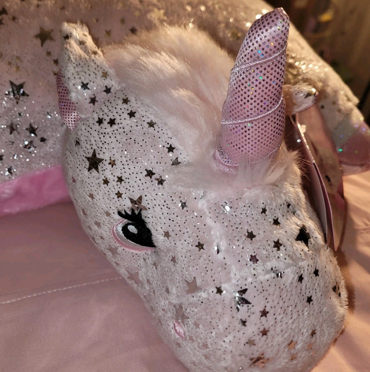 Unicorn Pillow Pet Pink with Pink Mane and Horn 2010 Plush - photo 3