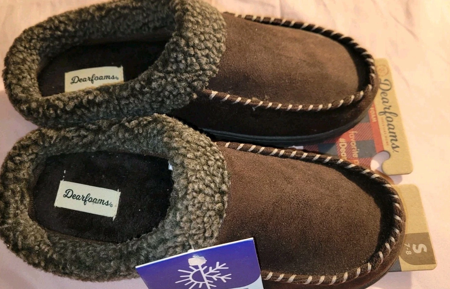 NEW Dearfoams Mens' True Comfort Memory Foam Slipper Brown Small