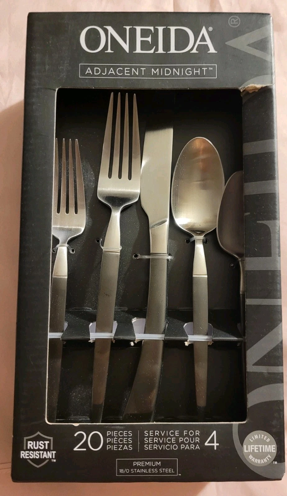 Oneida Adjacent Midnight 20 Piece Set Service for 4
