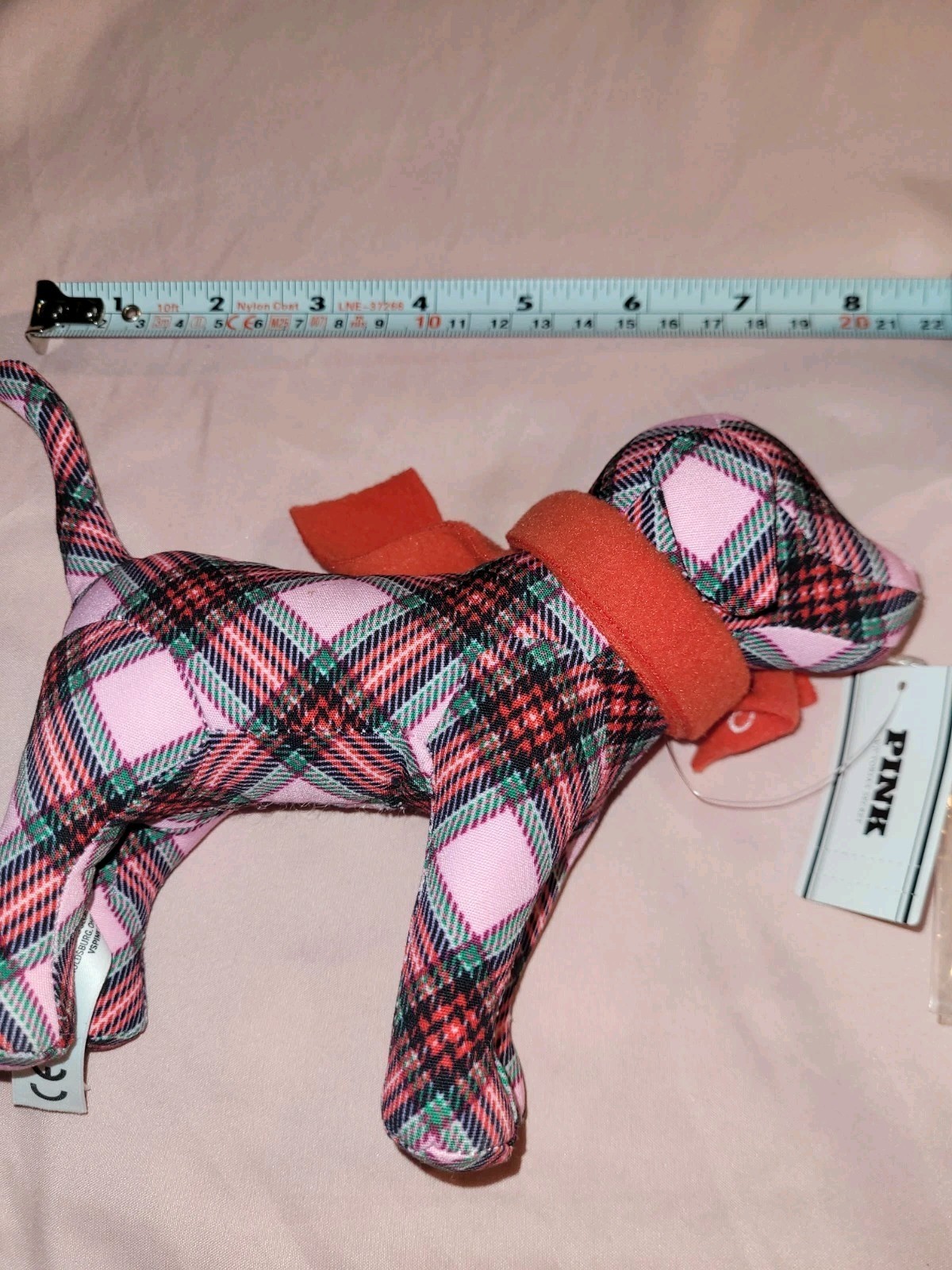 Victoria's Secret Pink Mini Dog w/ Red Scarf Holiday Plush