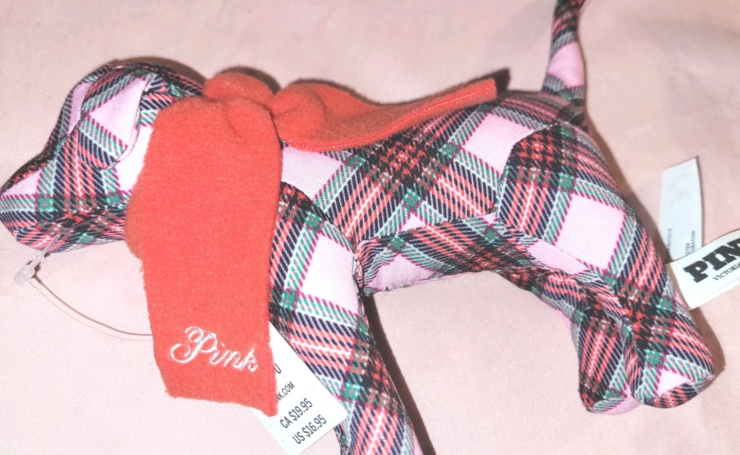 Victoria's Secret Pink Mini Dog w/ Red Scarf Holiday Plush - photo 2