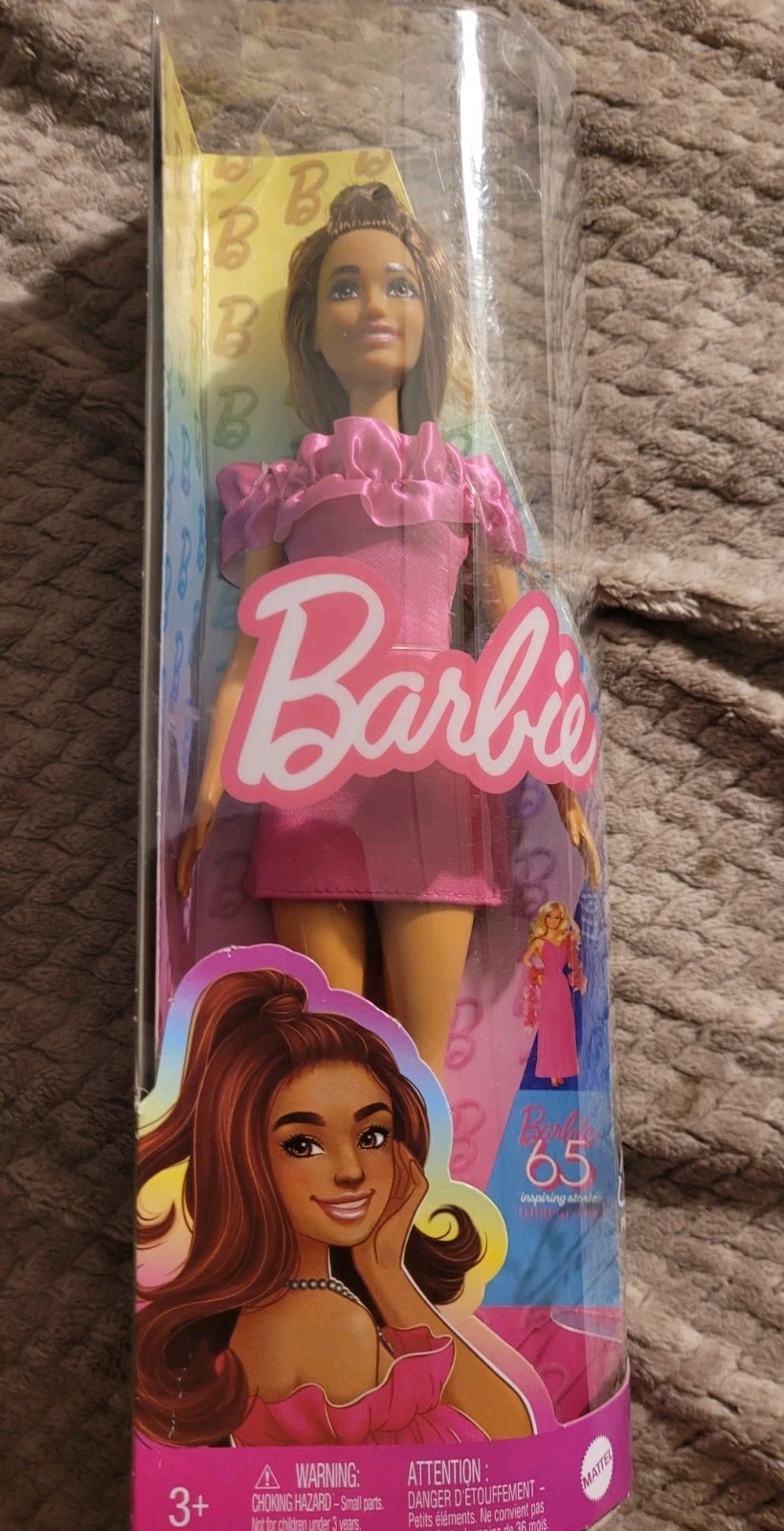 Barbie Fashionistas Doll Curly Brown Hair Pink Dress Original Bo