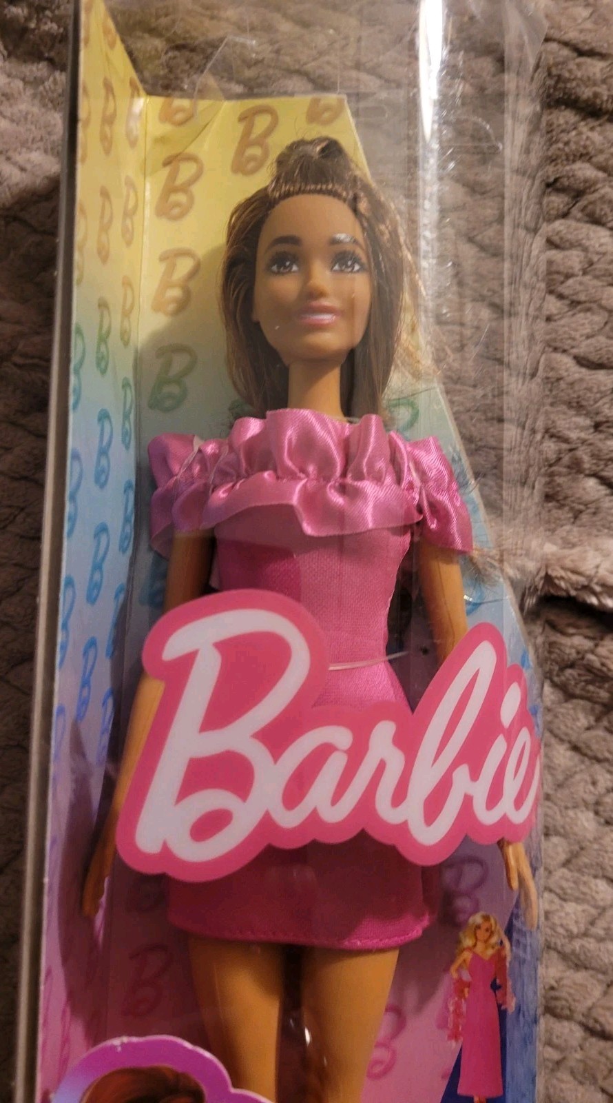 Barbie Fashionistas Doll Curly Brown Hair Pink Dress Original Bo - photo 2