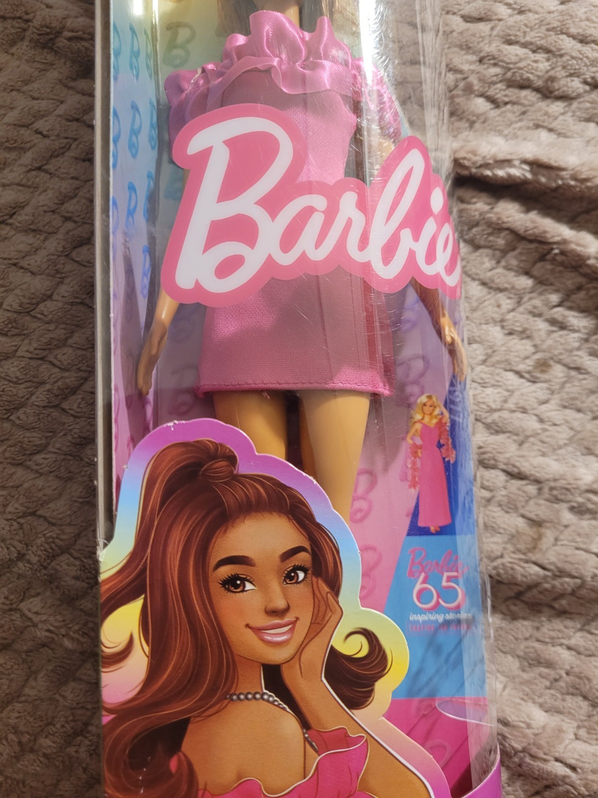Barbie Fashionistas Doll Curly Brown Hair Pink Dress Original Bo - photo 3