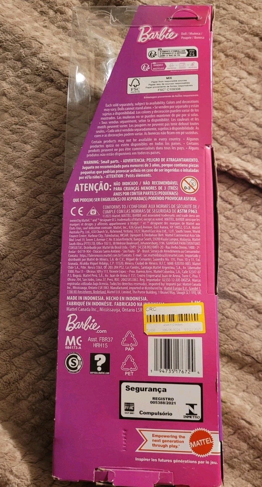 Barbie Fashionistas Doll Curly Brown Hair Pink Dress Original Bo - photo 5