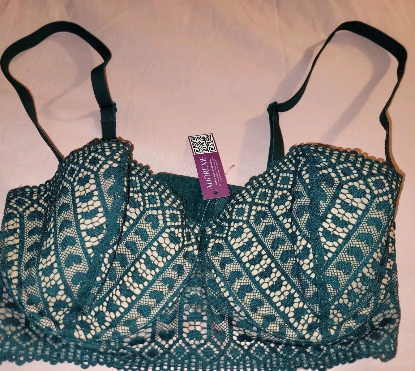 Adore Me Bra Nymphadora Sz 32DD Balconette Underwire Forest Gree