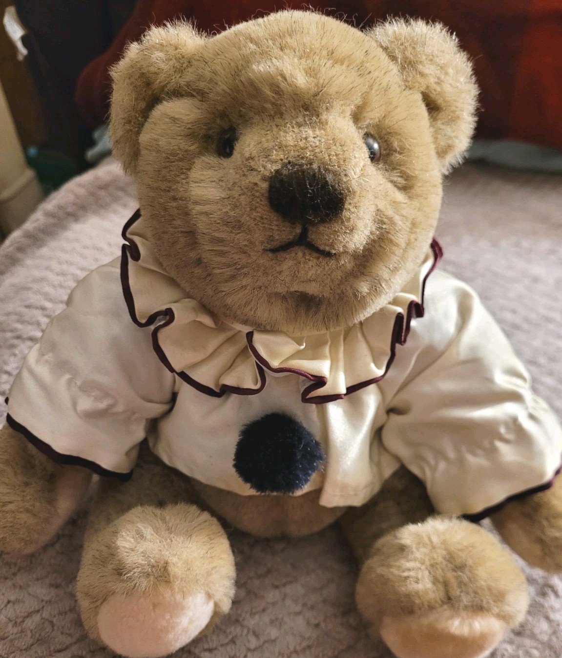 VTG GUND Bialosky Bear French Pierrot Clown 11” Jointed Teddy Be
