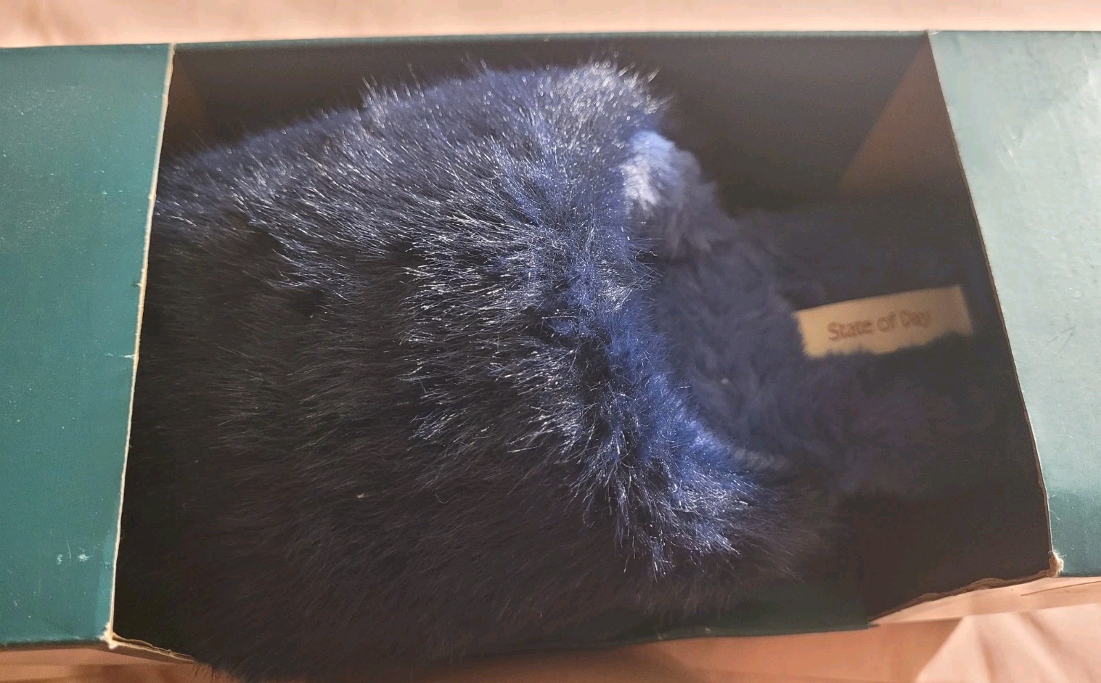 State Of Day Women's Faux Fur Slippers - Navy Blue XL (11-12) - photo 2