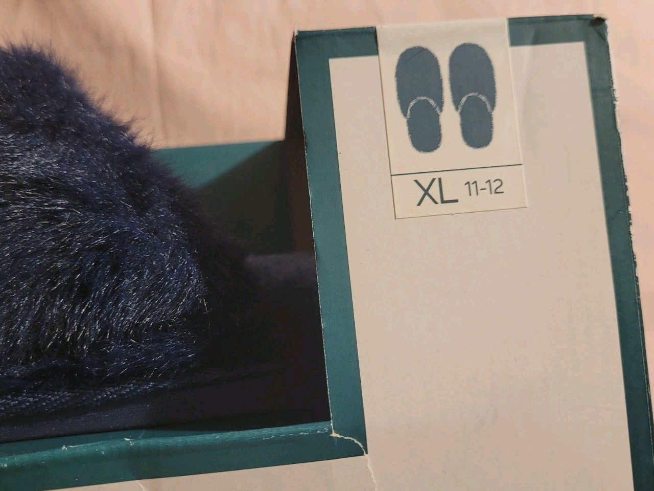 State Of Day Women's Faux Fur Slippers - Navy Blue XL (11-12) - photo 4