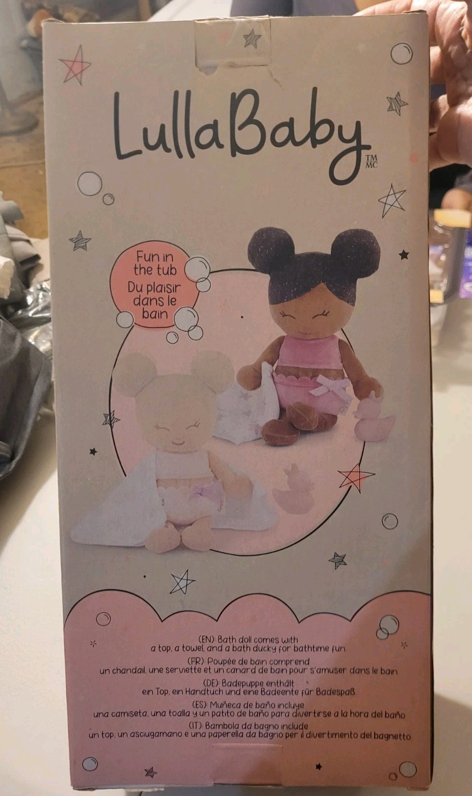LullaBaby Bath Plush Doll For Real Water Play - Dark Brown Hair