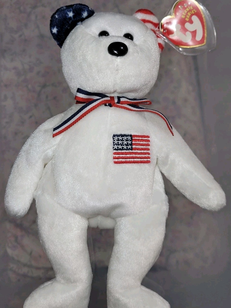 AMERICA the USA Bear (white) ✨️ NEW ✨️VTG TY Beanie Baby Plush 1 - photo 2